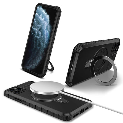 For iPhone 11 Pro MagSafe Magnetic Holder Phone Case(Black) - iPhone 11 Pro Cases by buy2fix | Online Shopping UK | buy2fix
