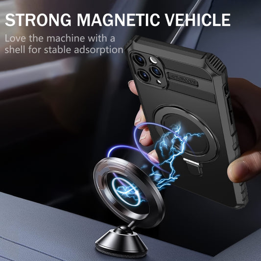 For iPhone 11 Pro MagSafe Magnetic Holder Phone Case(Black) - iPhone 11 Pro Cases by buy2fix | Online Shopping UK | buy2fix