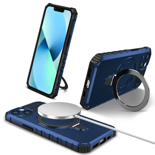 For iPhone 13 MagSafe Magnetic Holder Phone Case(Blue) - iPhone 13 Cases by buy2fix | Online Shopping UK | buy2fix
