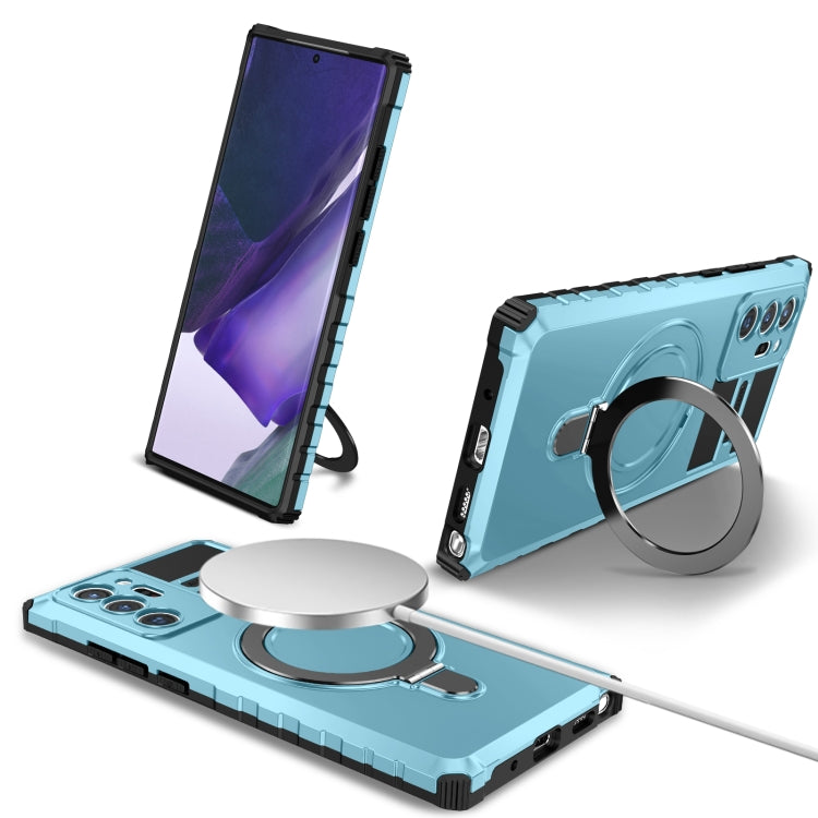 For Samsung Galaxy Note20 Ultra MagSafe Magnetic Holder Phone Case(Light Blue) by buy2fix