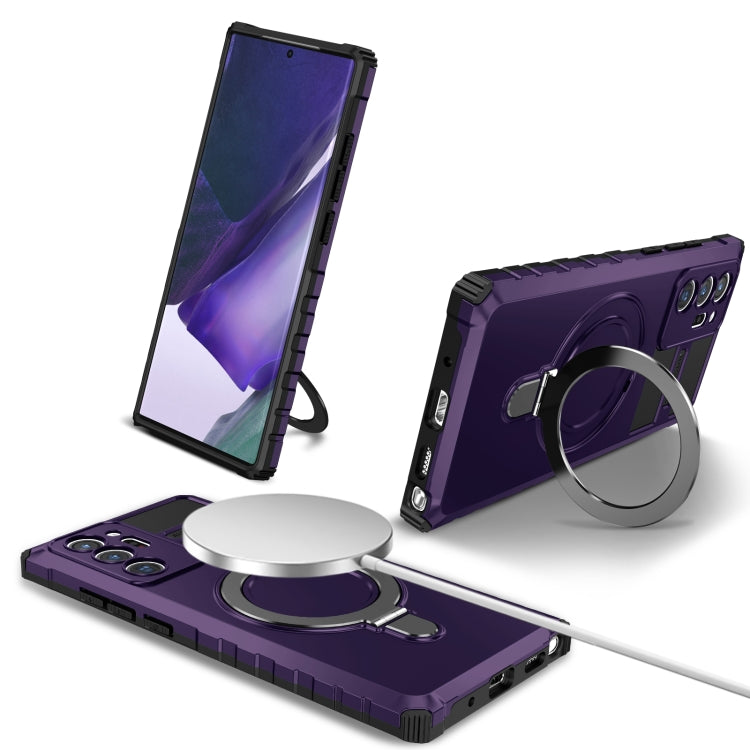 For Samsung Galaxy Note20 Ultra MagSafe Magnetic Holder Phone Case(Purple) by buy2fix