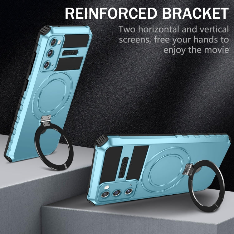 For Samsung Galaxy S20 FE MagSafe Magnetic Holder Phone Case(Light Blue) by buy2fix