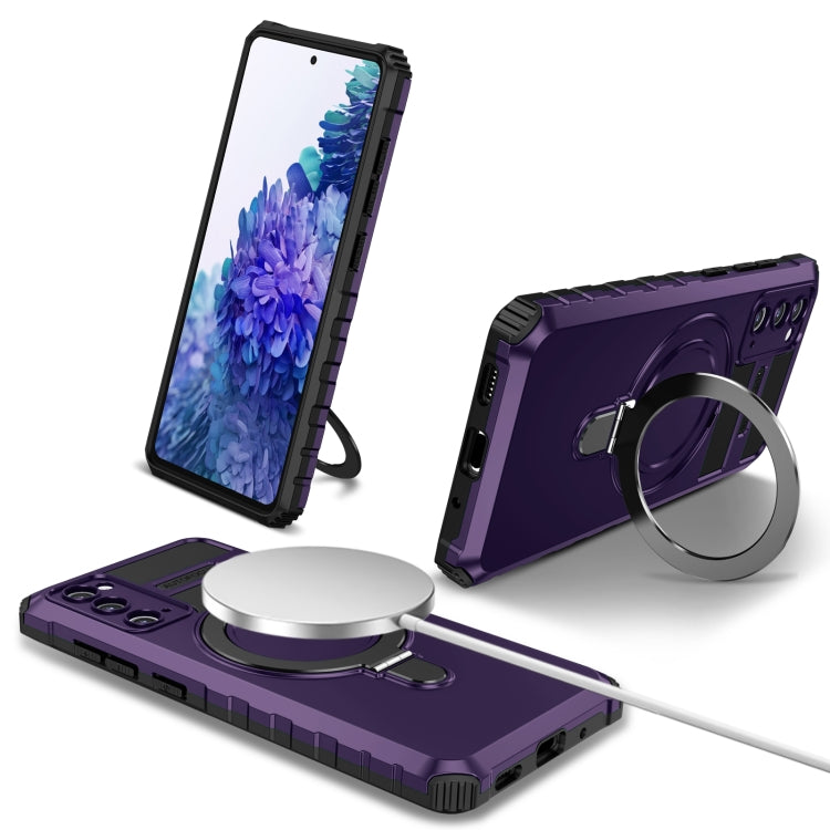 For Samsung Galaxy S20 FE MagSafe Magnetic Holder Phone Case(Purple) by buy2fix