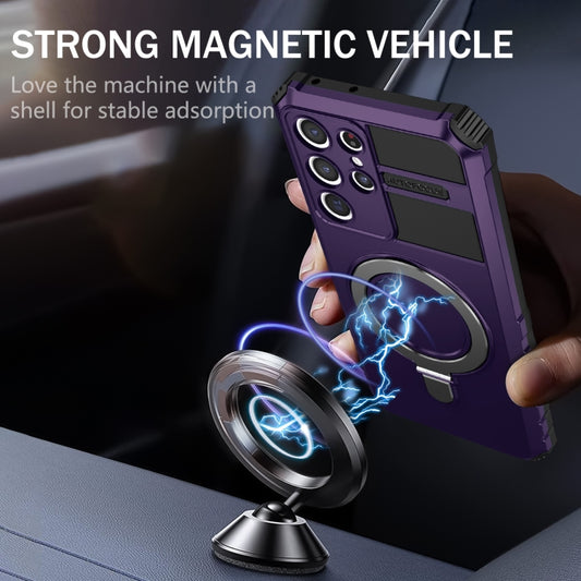 For Samsung Galaxy S21 Ultra 5G MagSafe Magnetic Holder Phone Case(Purple) - Galaxy S21 Ultra 5G Cases by buy2fix | Online Shopping UK | buy2fix