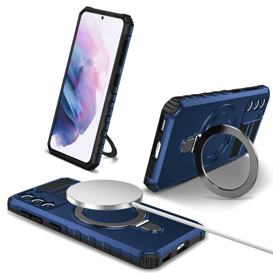 For Samsung Galaxy S21 5G MagSafe Magnetic Holder Phone Case(Blue)