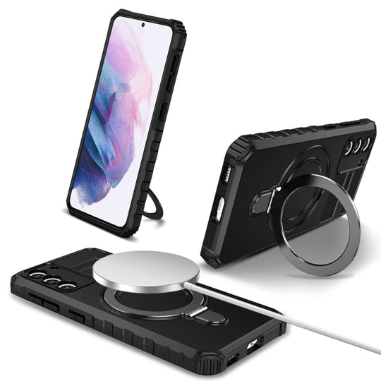 For Samsung Galaxy S21+ 5G MagSafe Magnetic Holder Phone Case(Black)