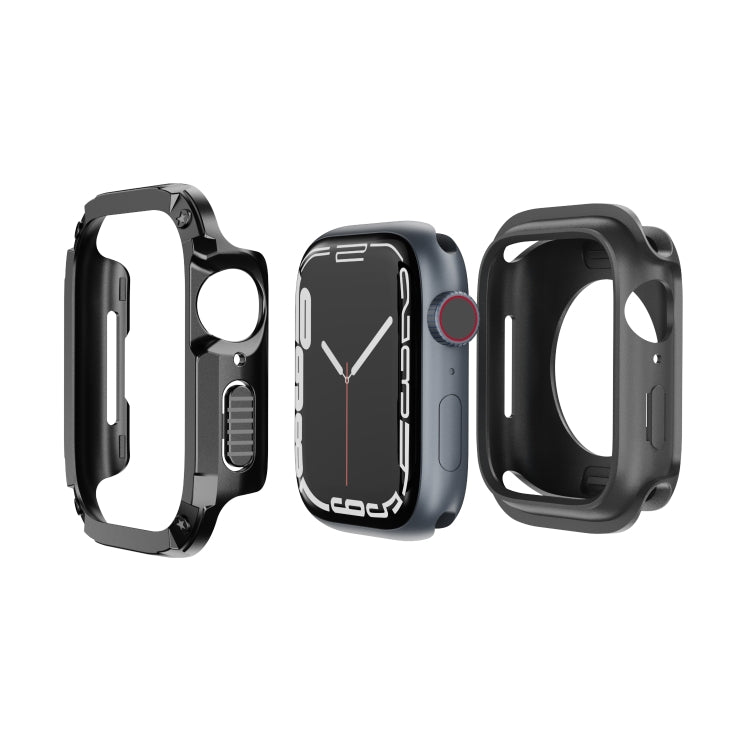 For Apple Watch Series 6 / 5 / 4 / SE 44mm 2-in-1 PC Hybrid TPU Armor Watch Case(Black) by buy2fix