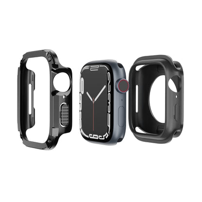 For Apple Watch Series 6 / 5 / 4 / SE 44mm 2-in-1 PC Hybrid TPU Armor Watch Case(Black) by buy2fix
