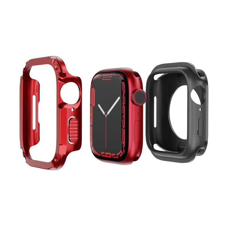 For Apple Watch Series 6 / 5 / 4 / SE 44mm 2-in-1 PC Hybrid TPU Armor Watch Case(Red) by buy2fix