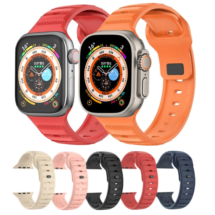 For Apple Watch SE 44mm Dot Texture Fluororubber Watch Band(Orange) - Watch Bands by buy2fix | Online Shopping UK | buy2fix