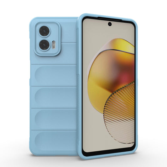 For Motorola Moto G73 5G Magic Shield TPU + Flannel Phone Case(Light Blue) - Motorola Cases by buy2fix | Online Shopping UK | buy2fix
