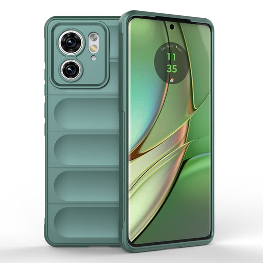 For Motorola Edge 40 5G Magic Shield TPU + Flannel Phone Case(Dark Green) - Motorola Cases by buy2fix | Online Shopping UK | buy2fix