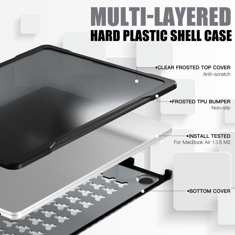 For MacBook Air 13.6 inch A2681 2022 / M3 2024 A3113 / M4 2025 A3240 Translucent Laptop Protective Case(Transparent Black) - MacBook Air Cases by buy2fix | Online Shopping UK | buy2fix