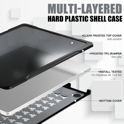 For MacBook Air 13.6 inch A2681 2022 / M3 2024 A3113 / M4 2025 A3240 Translucent Laptop Protective Case(Transparent Black) - MacBook Air Cases by buy2fix | Online Shopping UK | buy2fix
