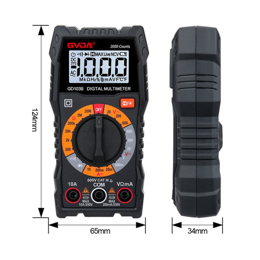 GVDA GD103B Multifunctional Digital Multimeter DMM Voltmeter - Digital Multimeter by GVDA | Online Shopping UK | buy2fix