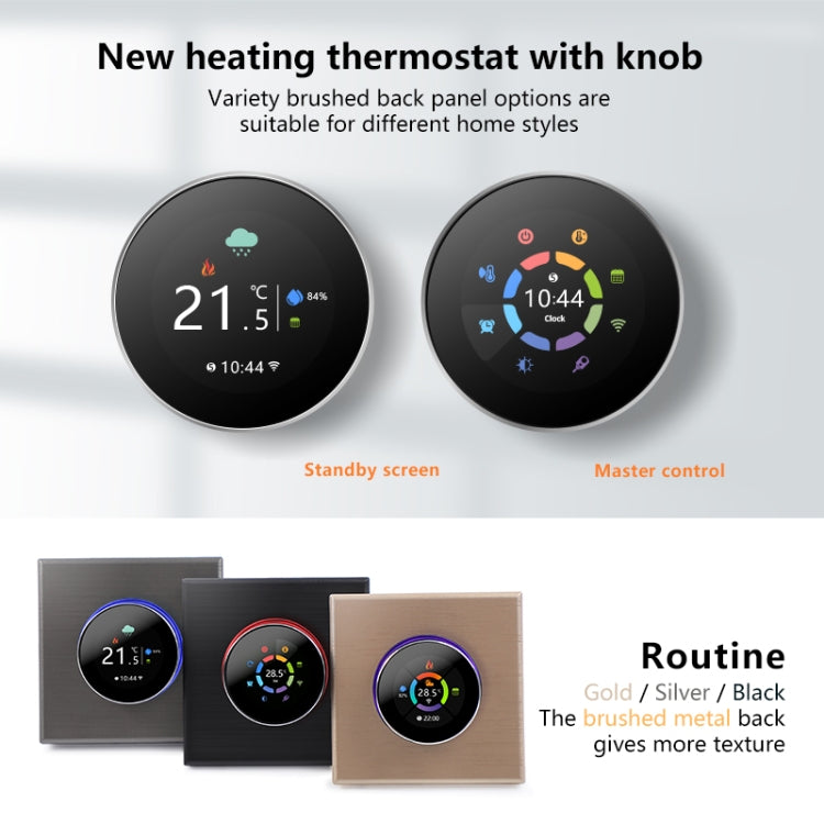 BHT-7000-GCLZB 240V AC 3A Smart Knob Thermostat Dry Junction Controller with Zigbee(Gold) - Thermostat & Thermometer by buy2fix | Online Shopping UK | buy2fix