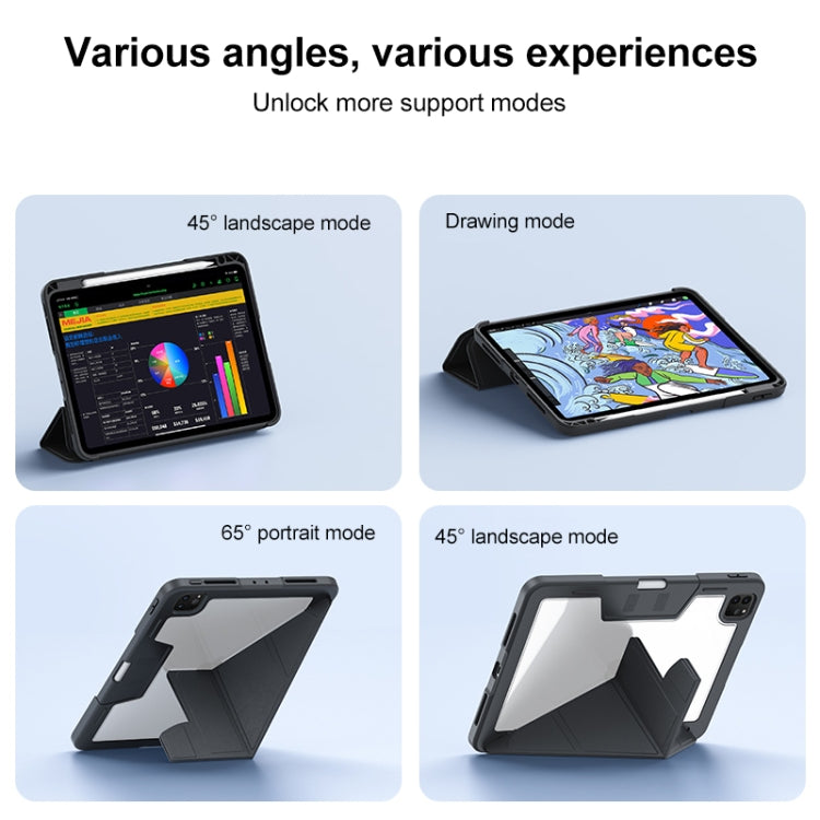 For iPad Air 2022 / 2020 Deformation Buckle Leather Smart Tablet Case(Black) - iPad Air (2022) / (2020) 10.9 Cases by buy2fix | Online Shopping UK | buy2fix