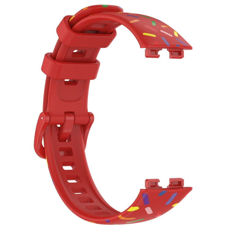 For Huawei Band 10 / 9 / 8 Sports Rainbow Dots Silicone Watch Band(Red) by buy2fix