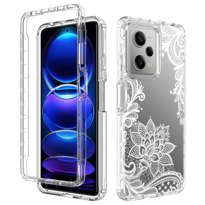 For Xiaomi Redmi Note 12 Pro 5G Transparent Painted Phone Case(White Flower) by buy2fix