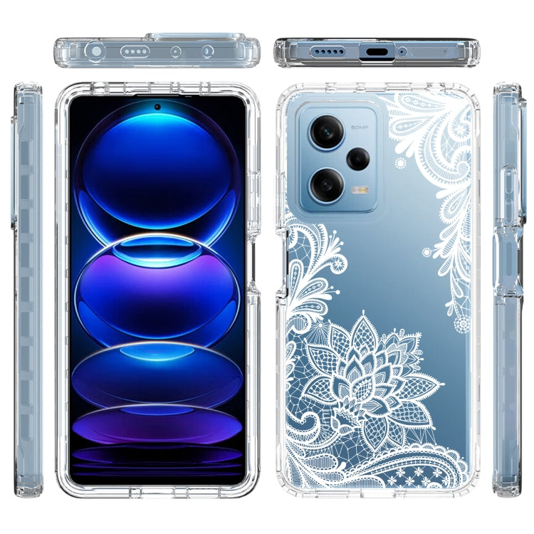For Xiaomi Redmi Note 12 Pro 5G Transparent Painted Phone Case(White Flower) by buy2fix