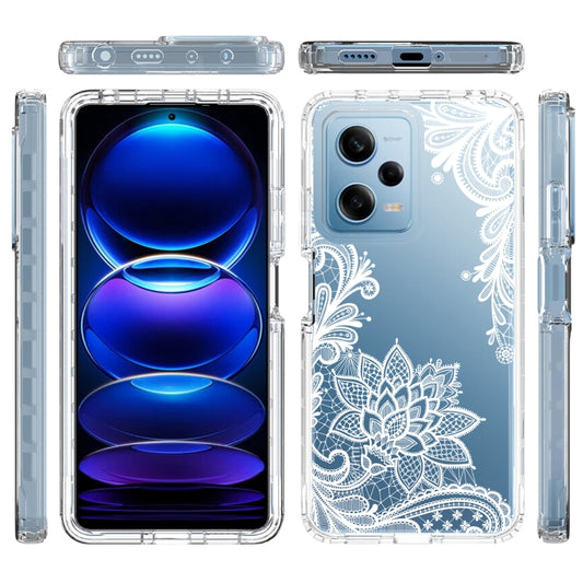 For Xiaomi Redmi Note 12 Pro 5G Transparent Painted Phone Case(White Flower) - Xiaomi Cases by buy2fix | Online Shopping UK | buy2fix