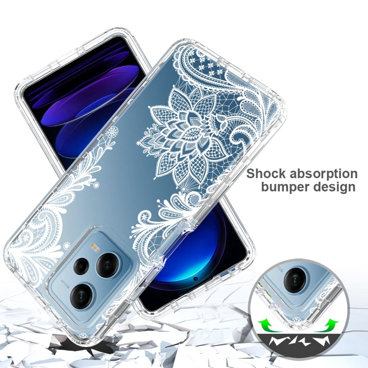 For Xiaomi Redmi Note 12 Pro 5G Transparent Painted Phone Case(White Flower) by buy2fix