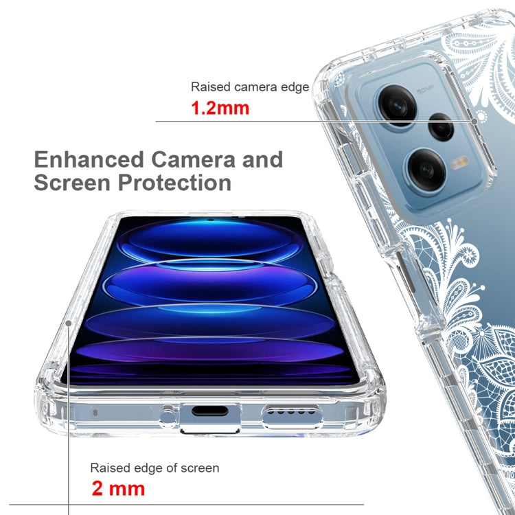For Xiaomi Redmi Note 12 Pro 5G Transparent Painted Phone Case(White Flower) by buy2fix