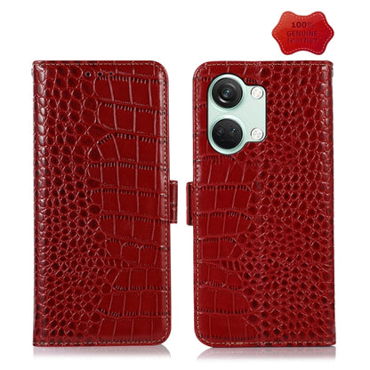 For OnePlus Nord 3 / Ace 2V Crocodile Top Layer Cowhide Leather Phone Case(Red) by buy2fix