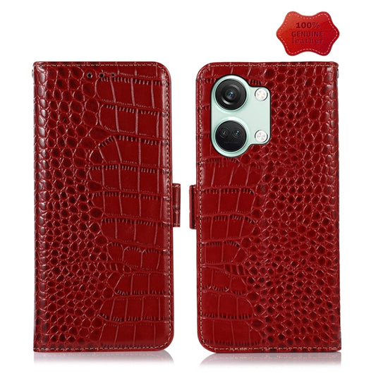 For OnePlus Nord 3 / Ace 2V Crocodile Top Layer Cowhide Leather Phone Case(Red) by buy2fix