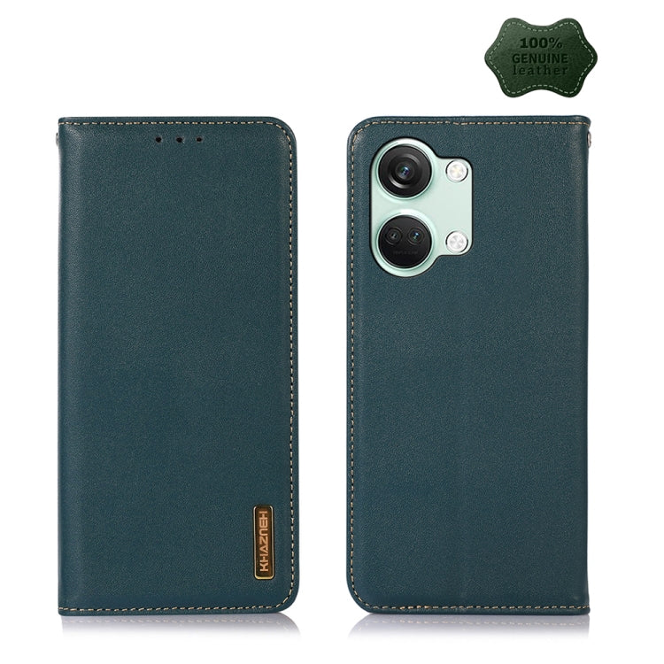 For OnePlus Nord 3 / Ace 2V KHAZNEH Nappa Top Layer Cowhide Leather Phone Case(Green) by buy2fix
