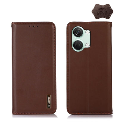For OnePlus Nord 3 / Ace 2V KHAZNEH Nappa Top Layer Cowhide Leather Phone Case(Brown) by buy2fix