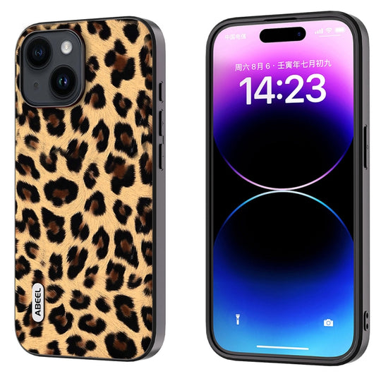 Pour iPhone 15 Plus ABEEL Black Edge Leopard Phone Case (imprimé léopard)