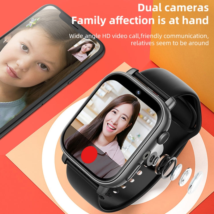UNIWA X1S 1.9 inch IP67 Waterproof 4G Android 8.1 Dual Cameras Smart Watch Support Temperature Measurement, Specification:1G+8G(Black) by buy2fix