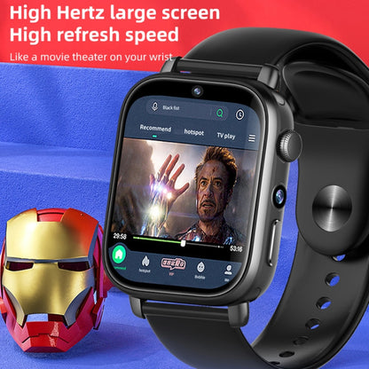 UNIWA X1S 1.9 inch IP67 Waterproof 4G Android 8.1 Dual Cameras Smart Watch Support Temperature Measurement, Specification:1G+8G(Black) by buy2fix
