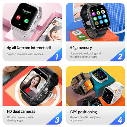 UNIWA X1S 1.9 inch IP67 Waterproof 4G Android 8.1 Dual Cameras Smart Watch Support Temperature Measurement, Specification:1G+8G(Black) by buy2fix