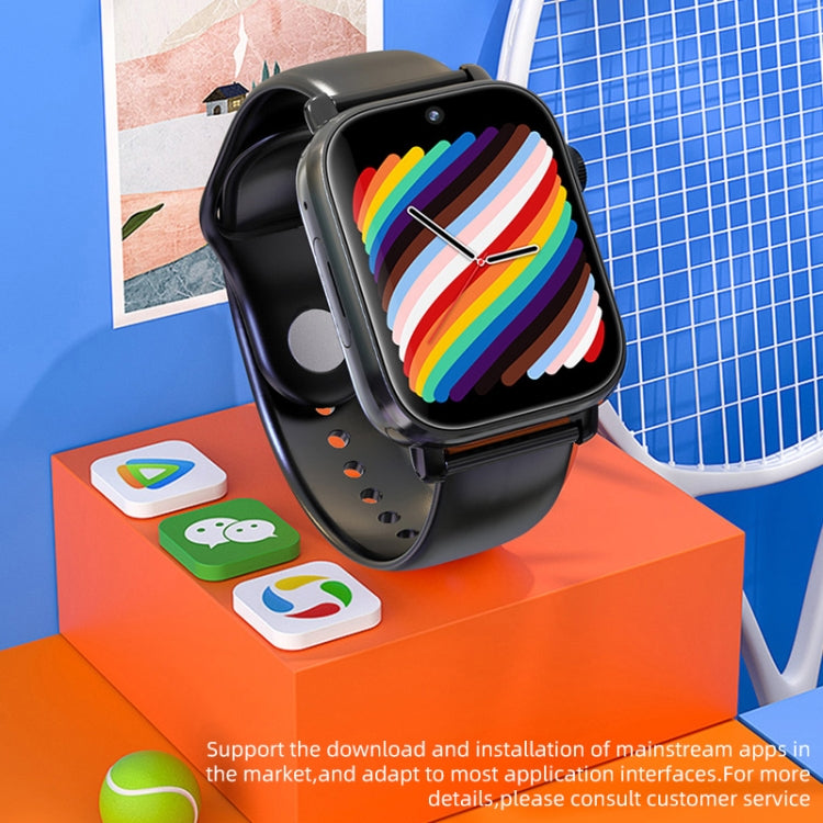UNIWA X1S 1.9 inch IP67 Waterproof 4G Android 8.1 Dual Cameras Smart Watch Support Temperature Measurement, Specification:1G+8G(Black) by buy2fix