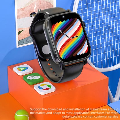 UNIWA X1S 1.9 inch IP67 Waterproof 4G Android 8.1 Dual Cameras Smart Watch Support Temperature Measurement, Specification:1G+8G(Black) by buy2fix