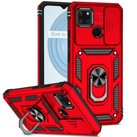 For Realme C21Y / C25Y Sliding Camshield Holder Phone Case(Red) - Realme Cases by buy2fix | Online Shopping UK | buy2fix