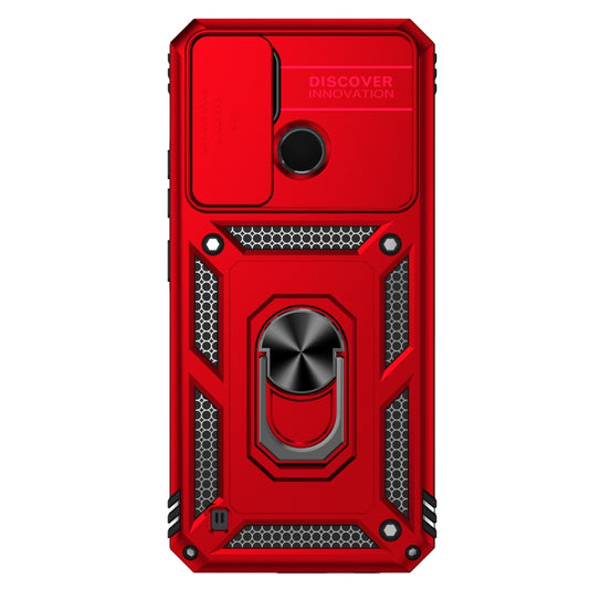 For Realme C21Y / C25Y Sliding Camshield Holder Phone Case(Red) - Realme Cases by buy2fix | Online Shopping UK | buy2fix