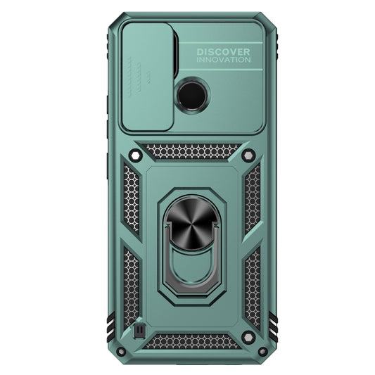 For Realme C21Y / C25Y Sliding Camshield Holder Phone Case(Dark Green) - Realme Cases by buy2fix | Online Shopping UK | buy2fix