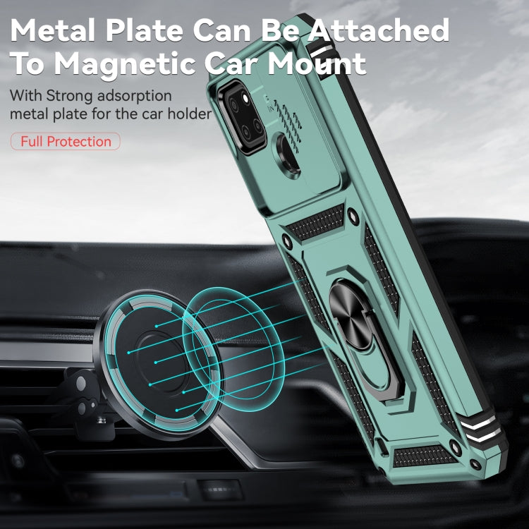 For Realme C21Y / C25Y Sliding Camshield Holder Phone Case(Dark Green) - Realme Cases by buy2fix | Online Shopping UK | buy2fix