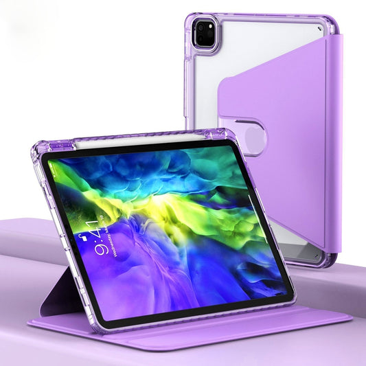 For iPad Pro 11 2022 / 2021 / 2020 Clear 360 Rotation Stand Smart Leather Tablet Case(Purple) - iPad Pro 11 (2022/2021) Cases by buy2fix | Online Shopping UK | buy2fix