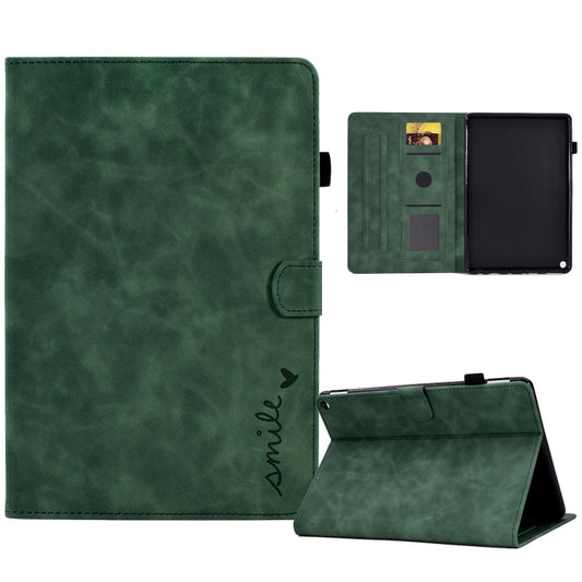 For Amazon Fire Max 11 2023 Embossed Smile Flip Smart Leather Tablet Case(Green) - Amazon by buy2fix | Online Shopping UK | buy2fix