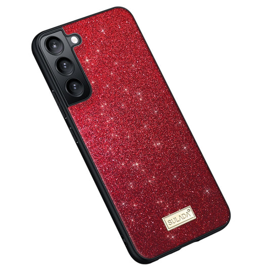 For Samsung Galaxy S23 5G SULADA Glittery TPU Hybrid Handmade Leather Phone Case(Red)
