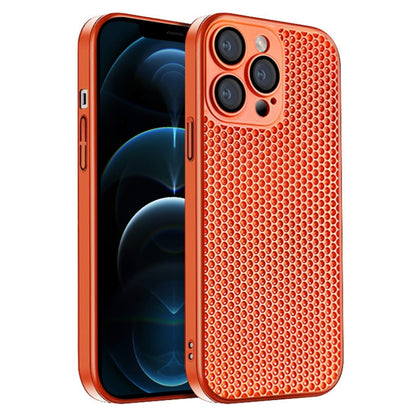 For iPhone 12 Pro Max Honeycomb Radiating PC Phone Case(Orange) - iPhone 12 Pro Max Cases by buy2fix | Online Shopping UK | buy2fix