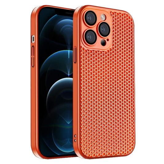 For iPhone 12 Pro Max Honeycomb Radiating PC Phone Case(Orange) - iPhone 12 Pro Max Cases by buy2fix | Online Shopping UK | buy2fix