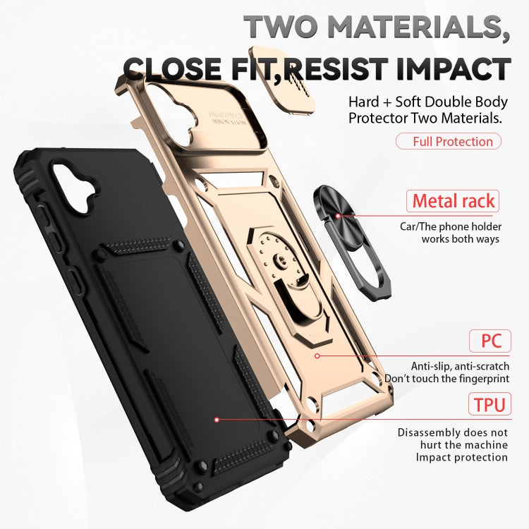 For Samsung Galaxy A04 Sliding Camshield Holder Phone Case(Gold) by buy2fix