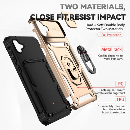 For Samsung Galaxy A04 Sliding Camshield Holder Phone Case(Gold) by buy2fix