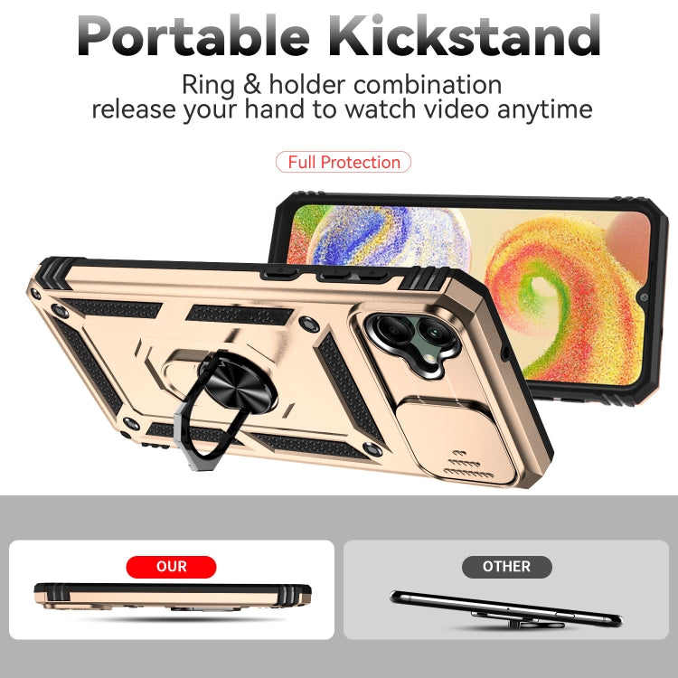 For Samsung Galaxy A04 Sliding Camshield Holder Phone Case(Gold) by buy2fix