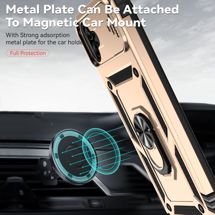 For Samsung Galaxy A04 Sliding Camshield Holder Phone Case(Gold) by buy2fix